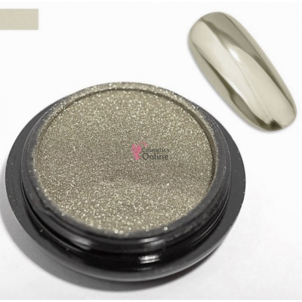 Pigment Metalic Mirror Effect pentru Gel UV sau Acril, MME16 Silver-Gold + 2 aplicatoare